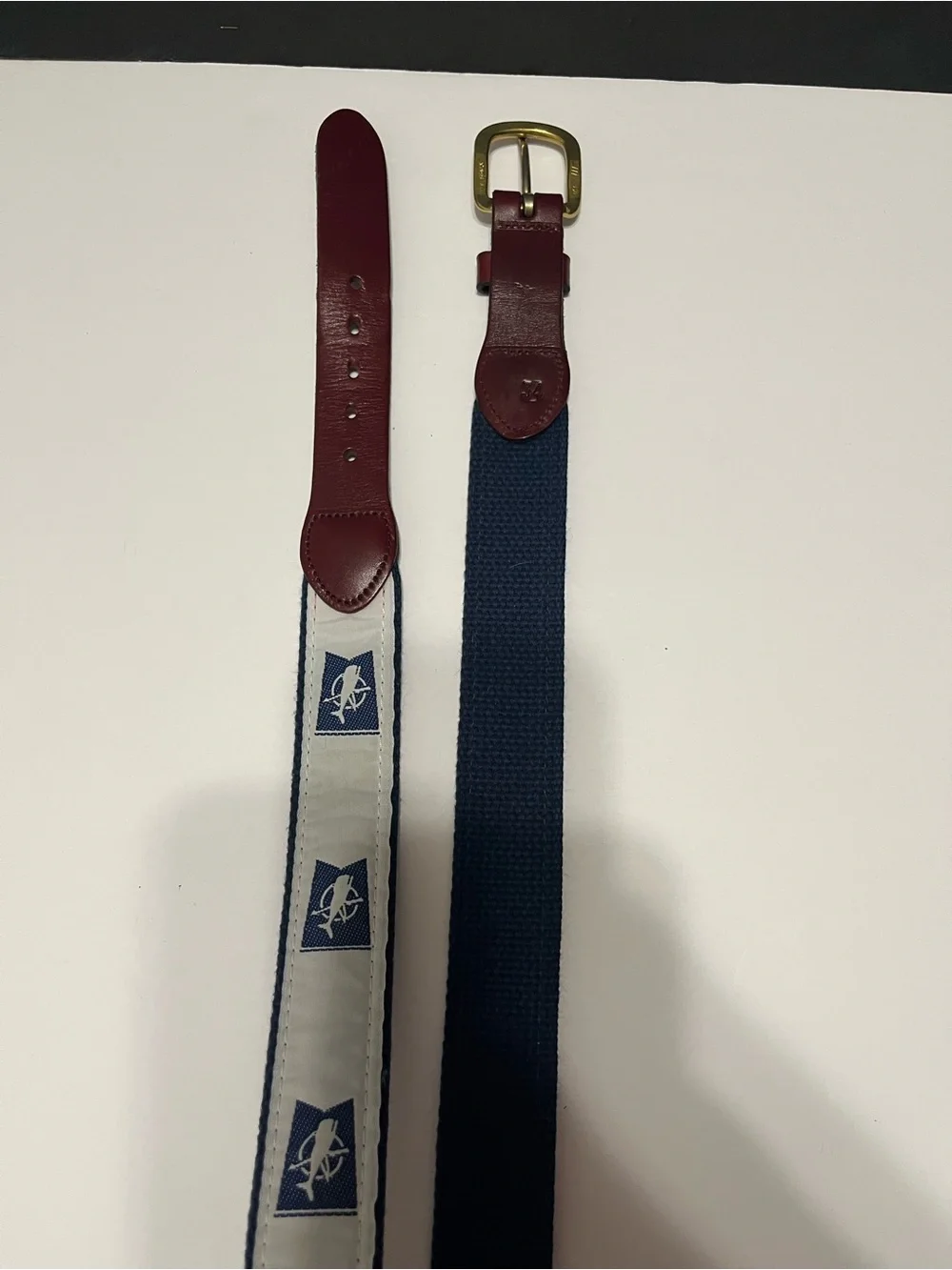 Nautical Canvas Belt with Brown Leather Trim size 34 - Picture 11 of 14